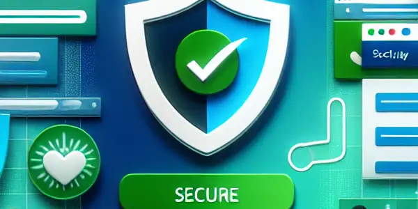 A modern desktop setup illustrating safe browsing for adult content with security icons and diverse users in a calm atmosphere.