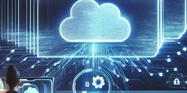 A modern digital file management system interface for organizing adult content, featuring a user at a sleek computer setup.