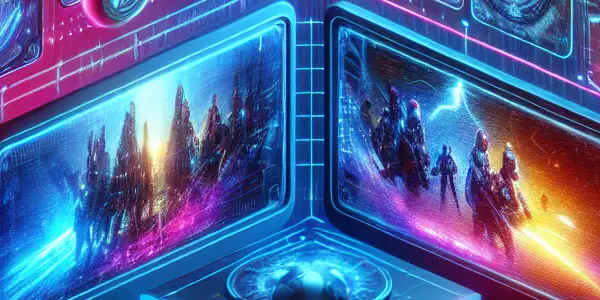 A futuristic digital platform showcasing safe, virus-free adult content with security icons and vibrant visuals.